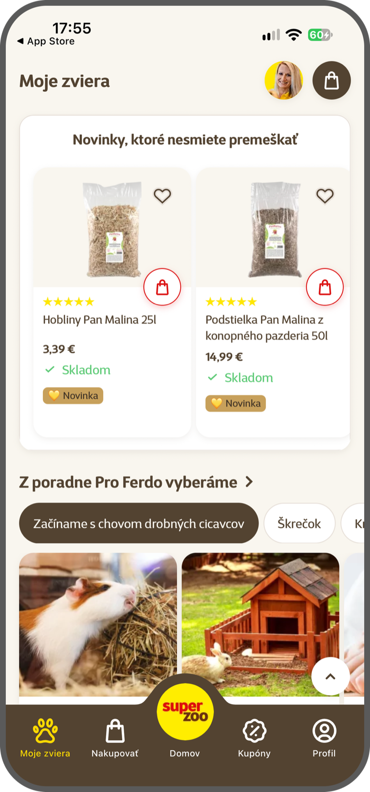 Obrazovka aplikácie Superzoo